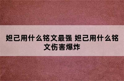 妲己用什么铭文最强 妲己用什么铭文伤害爆炸